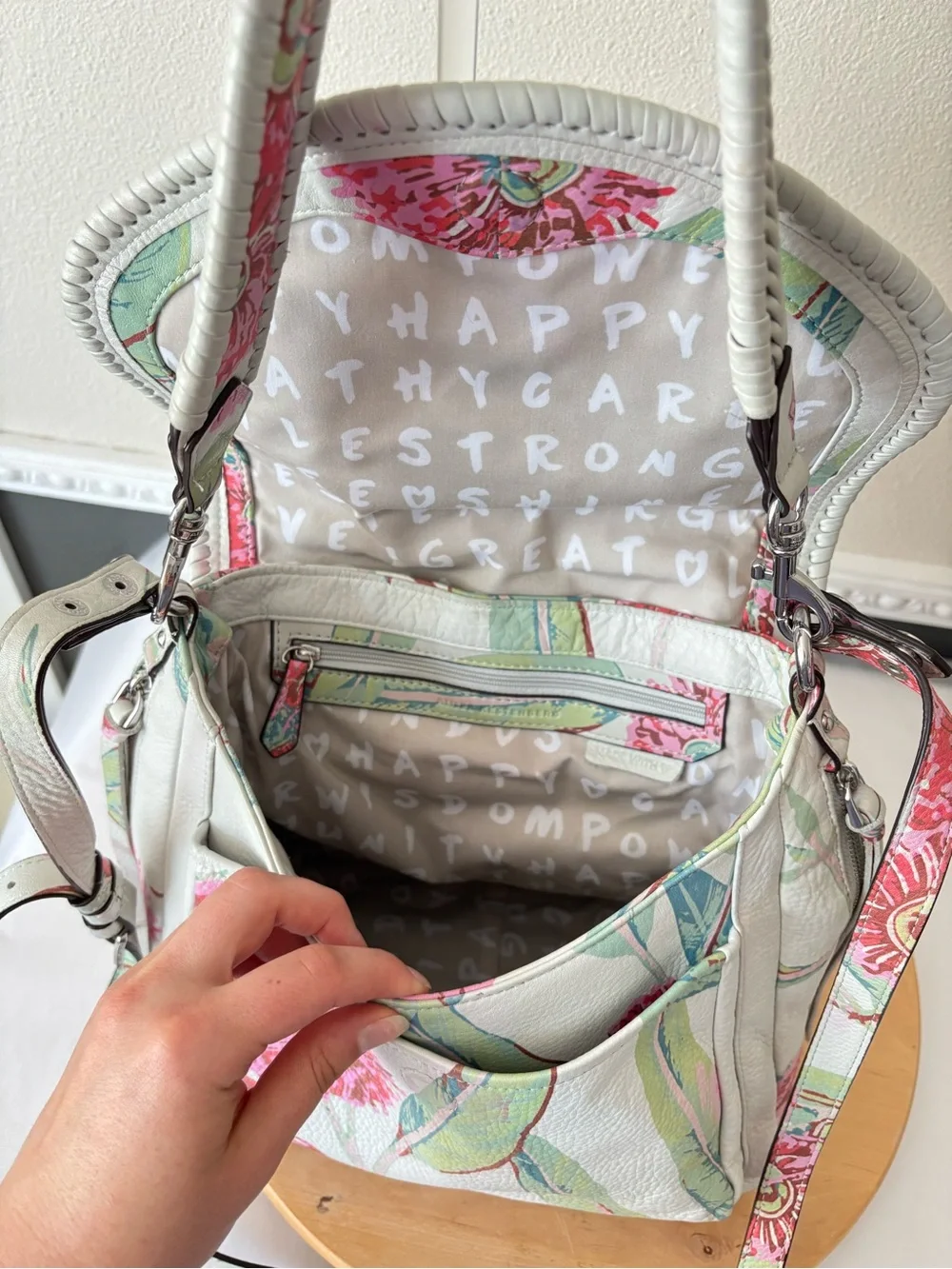 Aimee Kestenberg All For Love Floral Convertible Leather Crossbody Shoulder Bag